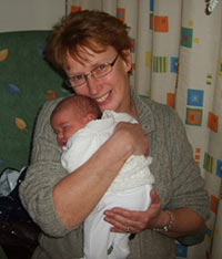 Jane with new born baby